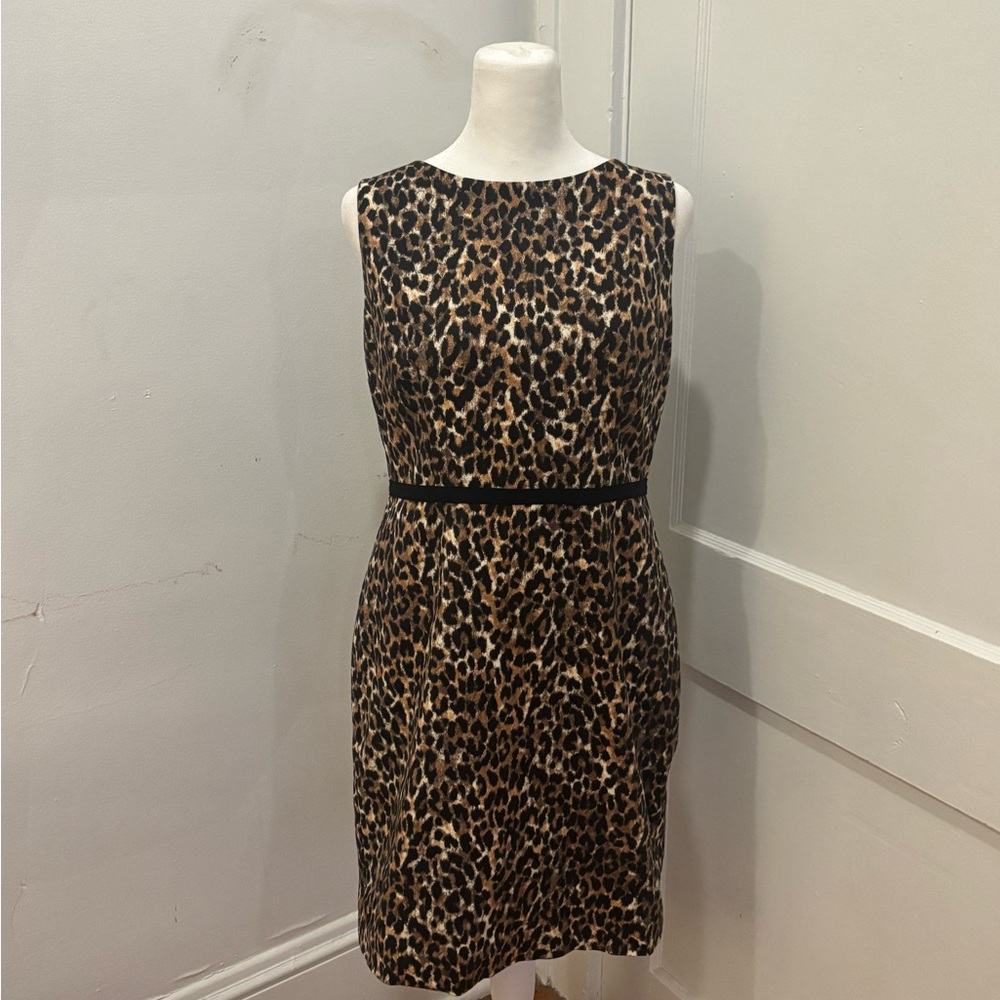 Loft Retro Mad Men Style Leopard Print Sheath Dress